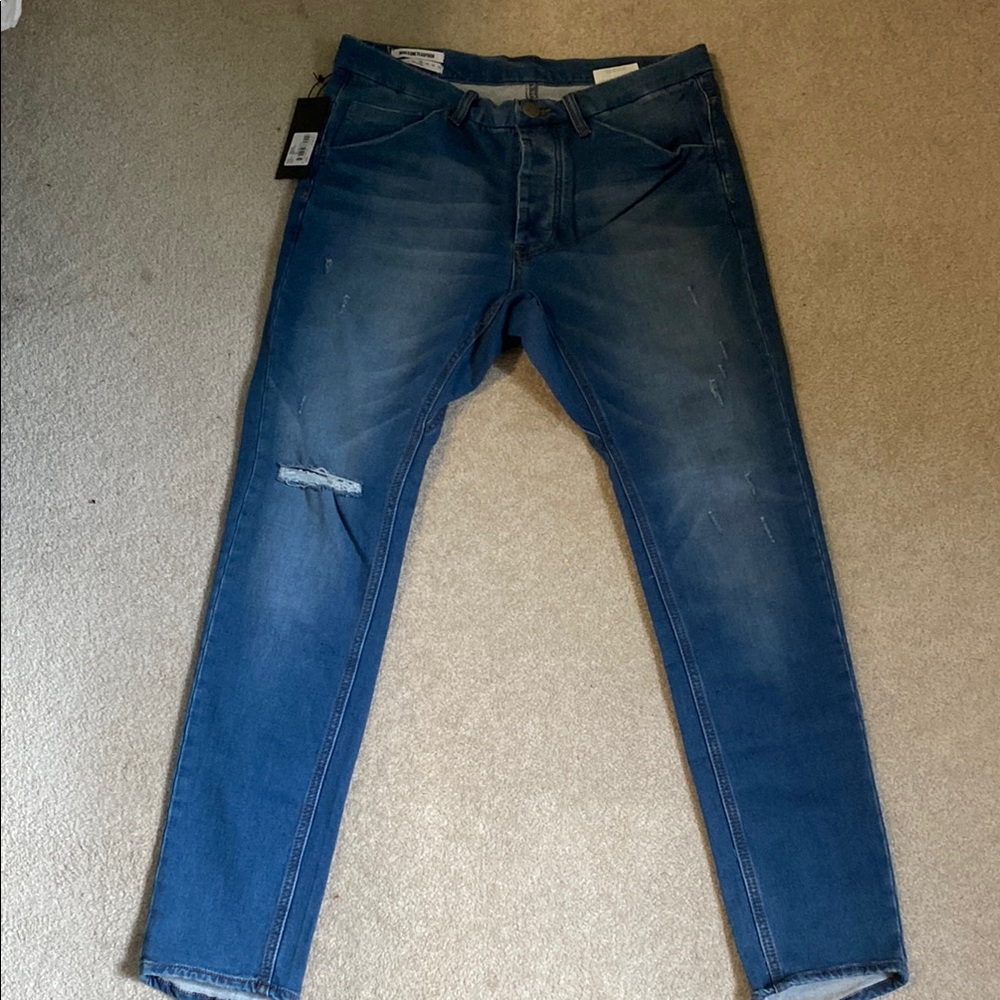 One Teaspoon Blue Skinny Jeans Distressed Denim